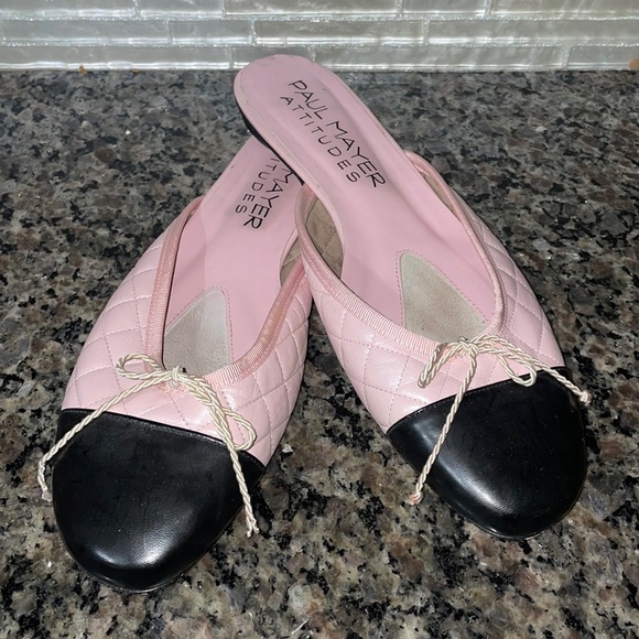 Paul Mayer Shoes Paul Mayer Quilted Ballet Mules Pink And Black Euc